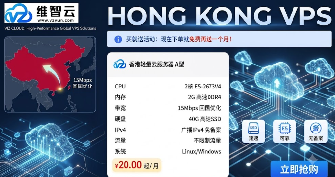 维智云香港轻量服务器 20元起再送一个月——实战选购全攻略